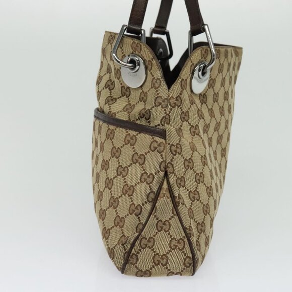 GUCCI GG Canvas Shoulder Bag Beige Silver 121023 Auth - Picture 2 of 16